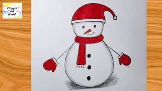 Easy Snowman Drawing||Pencil Sketch||Easy Drawing ideas for Beginners