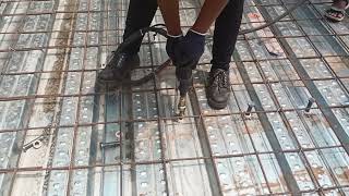 Shear Stud deck sheet fixing work - Basement 1 floor slab