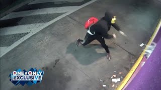 Spooky-mask burglar seen smashing his way into Taco Bell