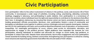 Short Paragraph on Civic Participation