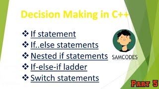 Decision making in C++ | If Statement | If else Statement| Nested if Statement | [Part 5] 🔥