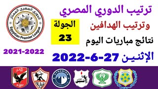 ترتيب الدوري المصري وترتيب الهدافين ونتائج مباريات اليوم الإثنين 27-6-2022 من الجولة 23