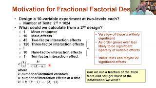 CMI Webinar: Design of Experiments: Fractional Factorial Designs