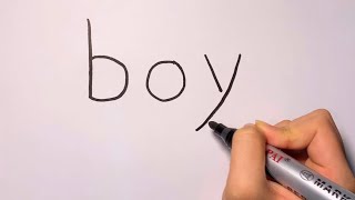تعلم الرسم| تحويل كلمة boy الى رسمة