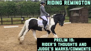 TEST ANALYSIS PRELIM 19: Rider’s Thoughts & Judges Marks/Comments | Riding Remington