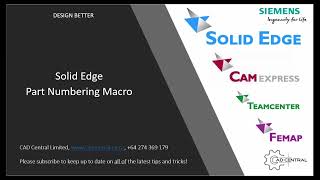 Intelligent Part numbering macro for Solid Edge