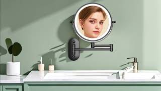 Tushengtu 8”Wall Mounted Makeup Mirror with Intelligent Light Control-10X Magnification,