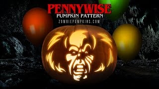 Pennywise the Clown Pumpkin Pattern by ZombiePumpkins.com