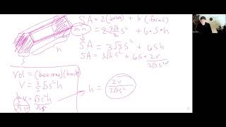 Minimizing the Surface Area of a (regular) Hexagonal Prism, given ANY volume (CALCULUS approach)