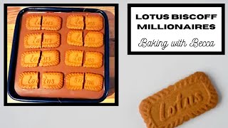 Lotus Biscoff Millionaires Traybake | No bake biscoff dessert | Baking with Becca
