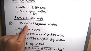 How to convert square cm to square inches / square centimeters to square inches / sq cm to sq inches