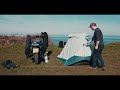 solo motorcycle camping by the sea nature asmr triumph bonneville t120 moto camp