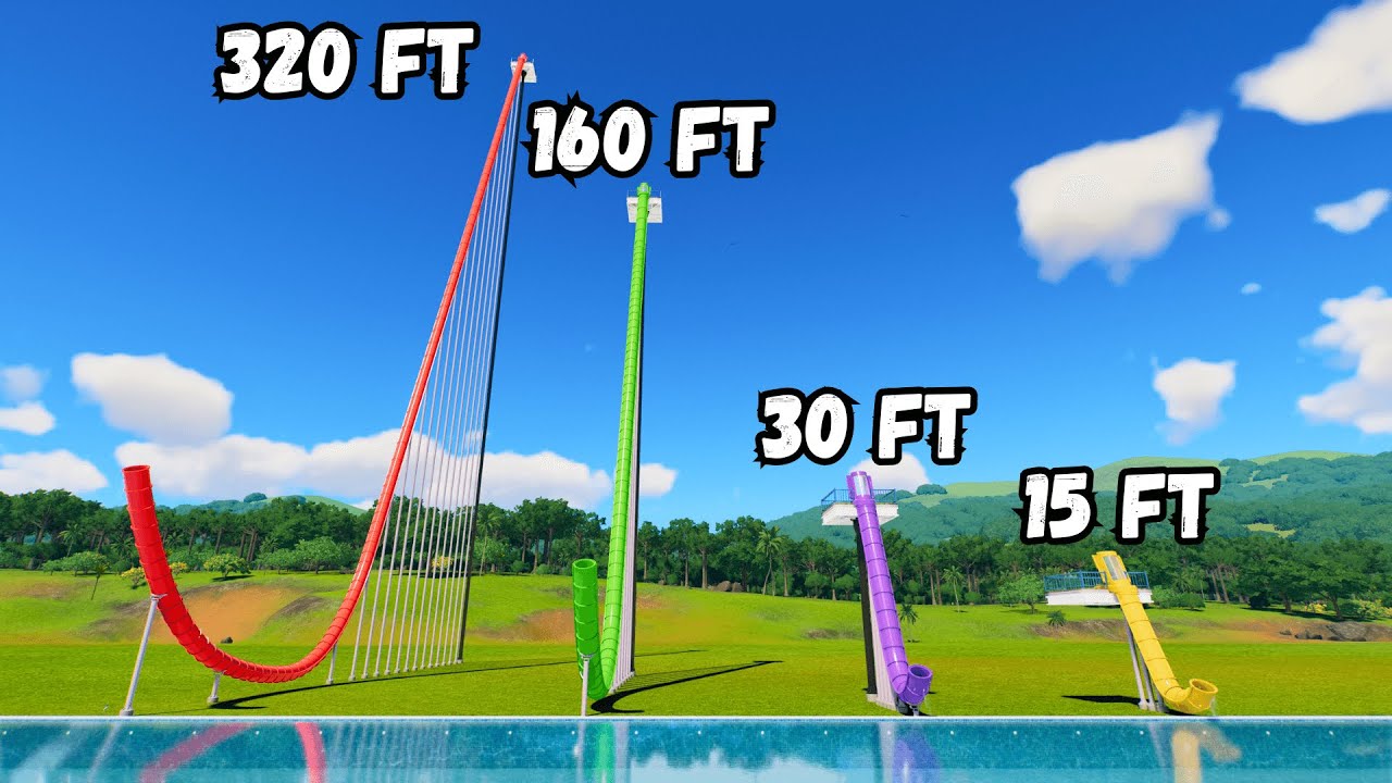 15 Vs 320 Ft Trap Door Water Slides Planet Coaster 2 Youtube