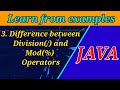 3. Division(/) vs Mod(%) Operators | Learn Java through Examples | Java Tutorials for Beginners
