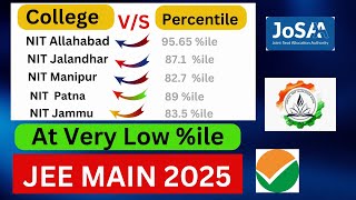 JEE Main 2025 Percentile Vs College ✅| JEE Main 2025 Cut off | Safe Score For NIT | Category Wise