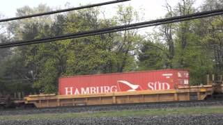 NS SD70 Spartan cab trailing on intermodal