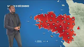 Bulletin météo pour le samedi 9 décembre 2023