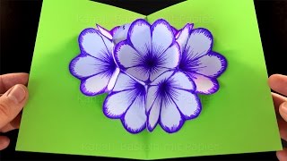 Basteln mit Papier: Blumen Pop-Up Karte falten. Geschenke selber machen. Glückwunschkarte Muttertag