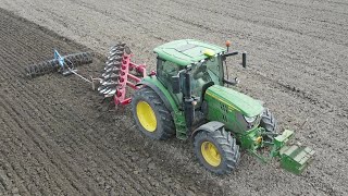 John Deere 6130R onland ploughing with Ovlac 8 furrow and press - John Deere 7710 w/ Lemken Smaragd