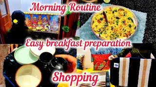 Morning Busy Pooje Routine | Easy Breakfast Recipe | Shopping | Shavige Uppittu | Shavige Recipe |