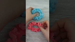 5 DAKİKADA YAP❗ÇOK KOLAY 😱 Kadife İple Lastikli Toka Yapımı/Crochet Frill Scrunchie #youtubeshorts