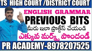 Telangana high court previous  paper ||Ts high court english bits ||English grammar in telugu