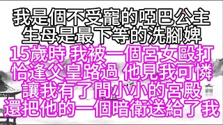 我是個不受寵的啞巴公主，生母是最下等的洗腳婢，15歲時，我被一個宮女毆打，恰逢父皇路過，他見我可憐，讓我有了間小小的宮殿，還把他的一個暗衛送給了我