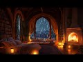 Thunderstorm Sounds, Crackling Fireplace and Rain Sounds in a Cozy Castle Room - 12 Hours of Bliss