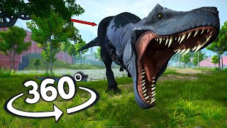 360 Dinosaur Chase You In abandoned Forest 360 degree VR video