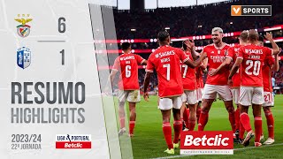Resumo: Benfica 6-1 Vizela (Liga 23/24 #22)