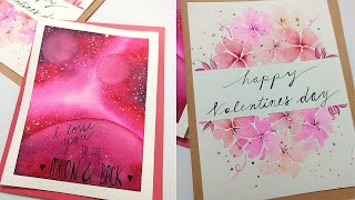 2 Easy Watercolor Valentine's Day Cards for beginners step by step Part 3 | Watercolor Wednesday #9