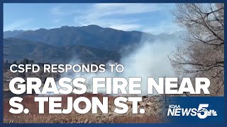 CSFD responds to grass fire in Colorado Springs near S. Tejon St. Sunday afternoon