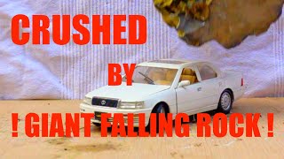 Giant Falling Rock Crushes Scale 1/18 Lexus LS400 Die-Cast Toy Car! Super Slow Motion 1000fps