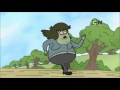 Regular Show - Mordecai and Rigby Tried To Run Away From Muscle Man By Talking To Benson