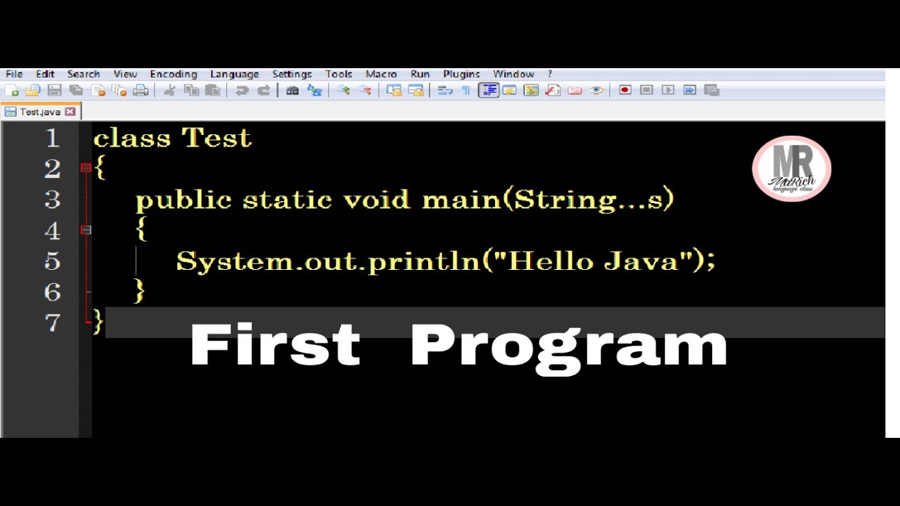 First Program Of Java To Print Hello Java - YouTube