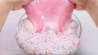 【ASMR】🧁ぷるんぷるん\u0026しゅわしゅわスライム💗【音フェチ】Pink jiggly bubble slime 핑크 흔들리는 버블 슬라임