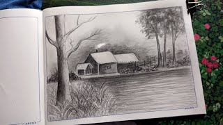 nature pencil drawing | scenery drawing #drawingideas #naturedrawing #pencilsketch #art #sketch