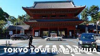 Tokyo Tour 2022 - Zojoji Temple, Tokyo Tower and Asakusa - 4K Drive Japan