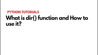 How to use dir() function | Python