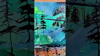 Mini Abstract Acrylic Landscape Painting #shorts #nature #forest #abstractart #acrylicpainting