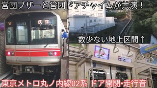 【営団ブザーと営団ドアチャイム！】丸ノ内線02系 ドア開閉•走行音 本郷三丁目駅•東高円寺〜新高円寺間にて•茗荷谷〜後楽園間にて