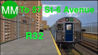 OpenBVE HD 60 FPS: (1970) R32 Pre-GOH MM train from Metropolitan Ave to 57 Street-6 Ave