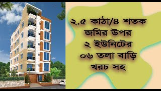 ২.৫ কাঠা/৪ শতক জমির উপর ২ ইউনিটের ০৬ তলা বাড়ি খরচ সহ