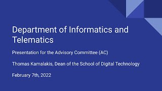 Presentation of the Department to the members of the international advisory committee (07/02/2022)