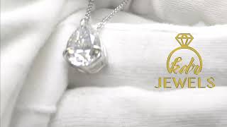 3.0ct Pear Cut Forever One Moissanite Necklace Pendant D-E-F 14K Solid Gold, Art Deco necklace