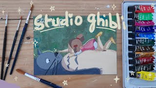 Pintando cenas do studio ghibli com acrílica✨🎨 studio ghibli scenes