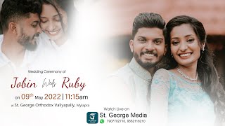 JOBIN WEDS RUBY | WEDDING CEREMONY | ST. GEORGE ORTHODOX VALIYAPALLY, MYLAPRA