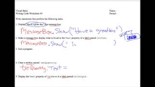 VB Writing Code Worksheet #3