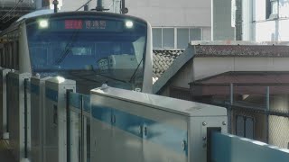 京浜東北線快速大宮行きE233系962C115宮サイと京浜東北線快速南浦和行きE233系1082C154宮サイが横須賀線内踏切安全確認の影響で、時間調整によりJR川崎駅とJR蒲田駅を遅れて発車！