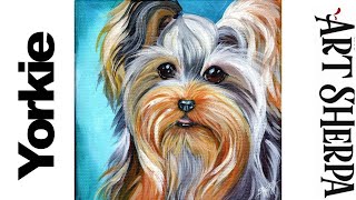 YORKIE Beginners Learn to paint Acrylic Tutorial Step by Step BAQ